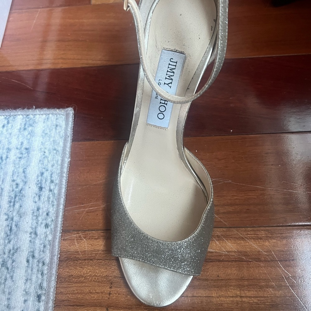JIMMY CHOO ANNIE 85 Sandal Platinum Ice SZ 38.5 $695 - Picture 11 of 11
